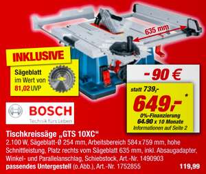 (Toom) Bosch Professional Tischkreissäge GTS 10 XC, 2.000 W, Durchmesser Sägeblatt: 254 mm, Schnitttiefe bei 90 °: 79 mm (evtl. Bauhaus-TPG)