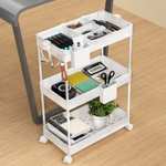 [Amazon Prime] SPACEKEEPER Küchenwagen mit 3 Ebenen, Küchenregal für Küche Büro Bad, 40x13x61cm, Weiß