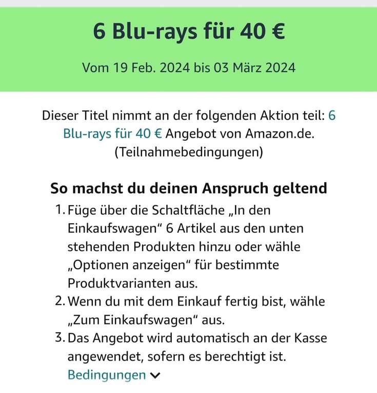 Sammeldeal 3 4K UHD Blu-rays für 50 Euro und 6 Blu-rays für 40 Euro [Amazon]