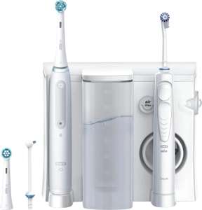 Oral-B iO Series 4 Zahnbürste + OxyJet Oral Health Center Munddusche | 4 Putzprogramme | 5 Wasserdruckstufen | inkl. 2 Aufsteckbürsten