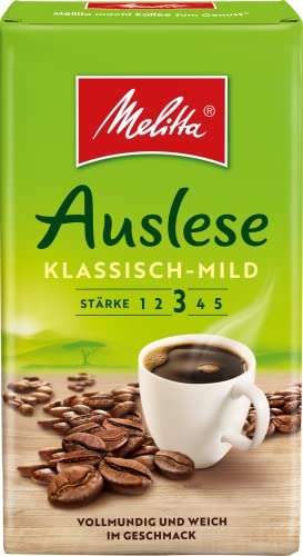 Melitta Auslese Klassisch-Mild Filter-Kaffee 6 x 500g, gemahlen für Filterkaffeemaschinen, mittlere Röstung | 6,39€/KG [Prime Spar-Abo]
