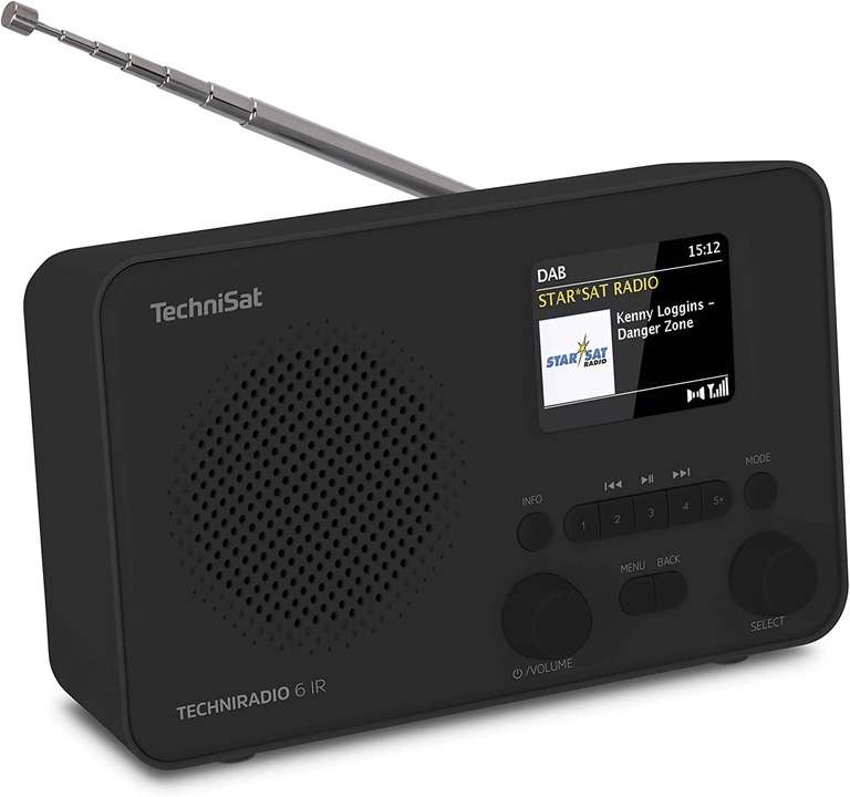 TechniSat TechniRadio 6 IR Hybridradio (DAB+, UKW, Internetradio, Bluetooth, WLAN, 2.4" Farbdisplay, Kopfhörerbuchse) Akku optional für 10€