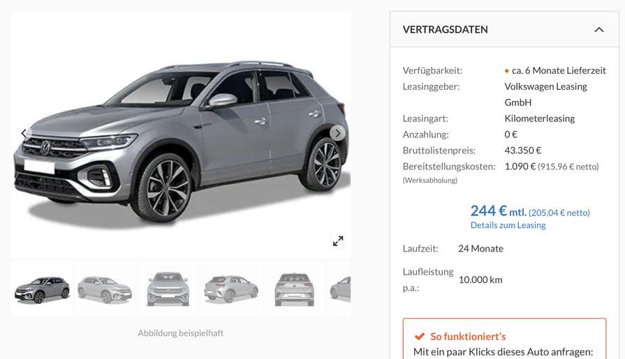 Volkswagen T-Roc - Autoleasing und Fahrzeugvermietung