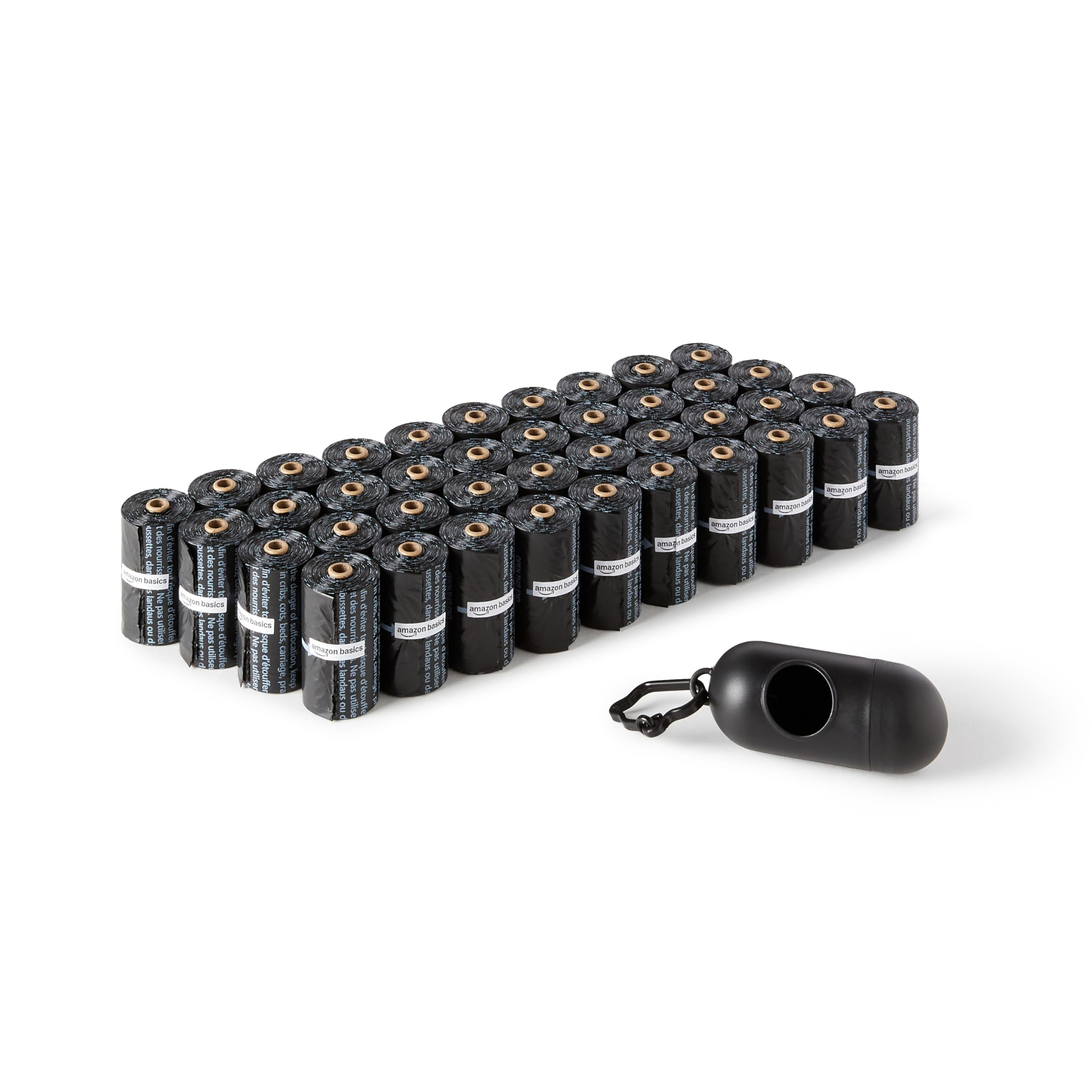 [Prime Spar Abo] Amazon Basics Hundekotbeutel mit Spender und Leinenclip, Unparfümiert, 600 Beutel (40 Packungen mit je 15 Beuteln), Schwarz