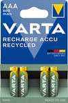 VARTA Recharge Accu Recycled wiederaufladbar, Ready-To-Use vorgeladener AAA Micro Ni-MH Akku (4er Pack, 800mAh) Amazon Prime