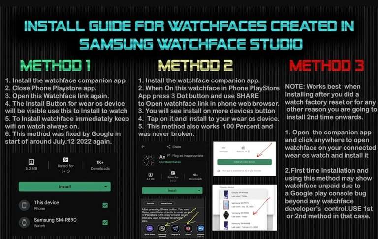 (Google Play Store) 7 Watchfaces von "O'Watch" für je 0€ (WearOS Watchface, digital, analog, hybrid)