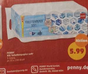 Penny : 8x Küchenrolle 'Kurzabriss' für 3.99€ und Toilettenpapier soft 3lagig 20 Rollen für 5.99€ ab 23.05.24