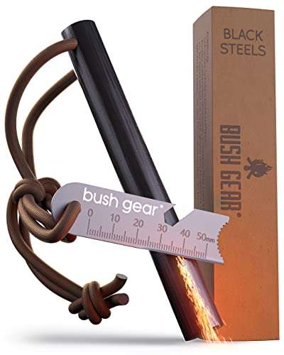 Bush Gear Black Steels Feuerstahl - XXL Feuerstarter - Extrem Starker Funkenflug - Feuerstein für Outdoor, Survival, Bushcraft (Prime)