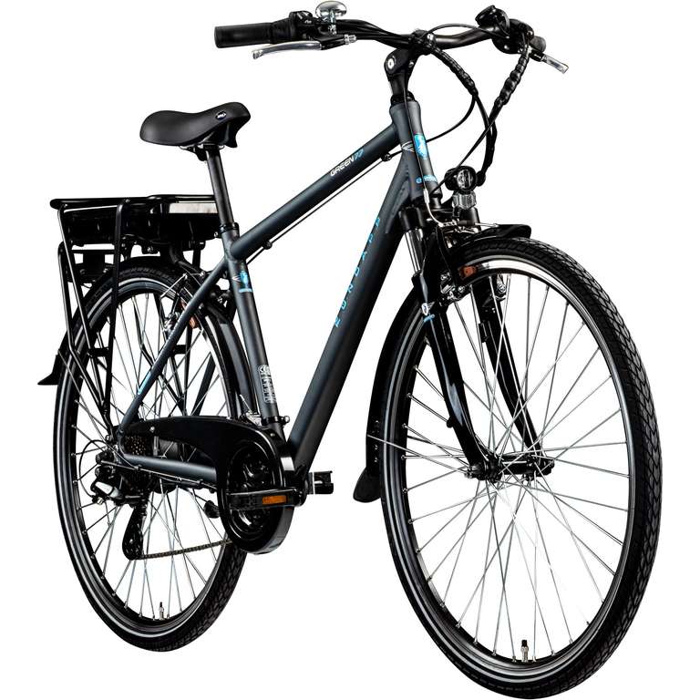 Zündapp Green 7.7 E-Bike 700c Trekkingrad Herren bzw. Damenmodell, 28 Zoll Pedelec Tourenrad Trekking, Farbe:grau/blau, Rahmengröße:48 cm