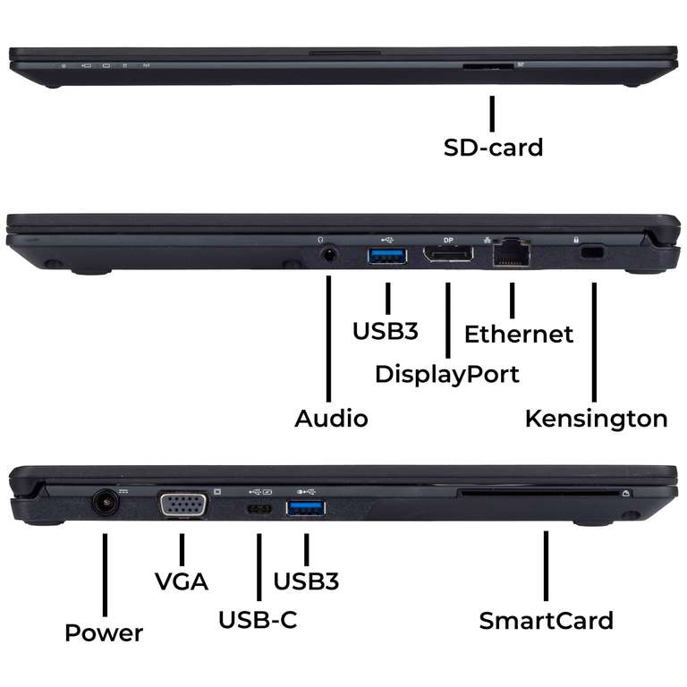 Fujitsu LifeBook U748 14" 300Nits Touchscreen Notebook - Intel i5 8350 16GB RAM 512GB SSD LTE/WWAN USB-C backlit QWERTZ - refurbished Laptop