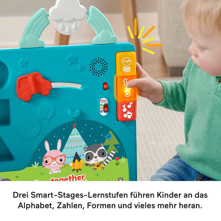 (Prime) Fisher-Price HCL07 - Riesen Sitz&Steh Erlebnisbuch, elektronisches Lernspielzeug für Babys und Kleinkinder, ab 6 Monaten