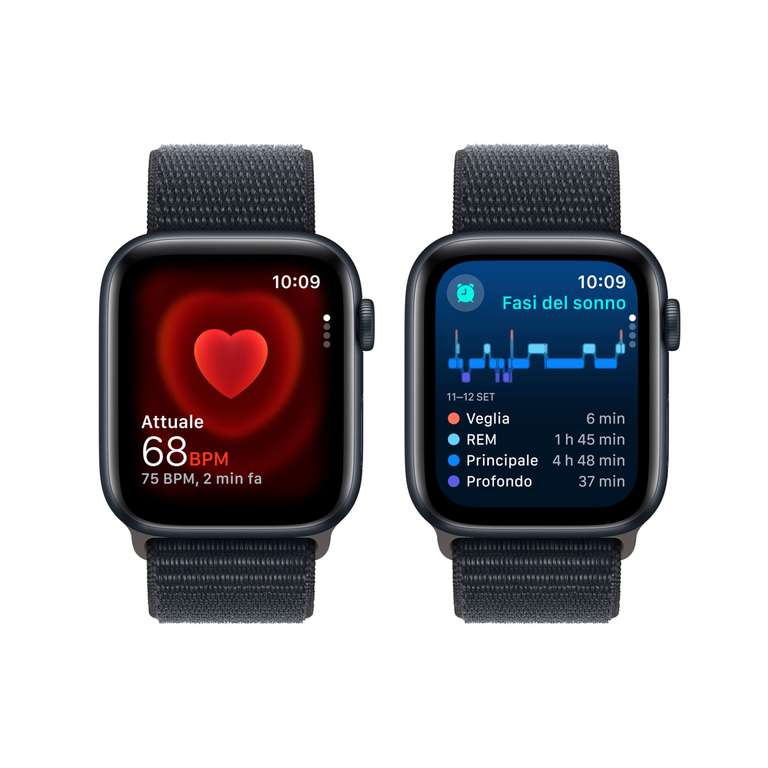Apple Watch SE 2. Gen (2023) 44mm GPS Mitternacht mit Sport Loop Armband in Mitternacht