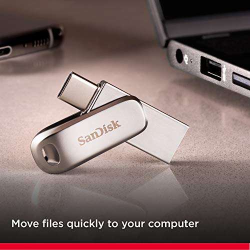 SanDisk Ultra Dual Drive Luxe USB Type-C-Laufwerk 1 TB (Mobiler Speicher, USB 3.1 Gen 1, drehbares Design, 150 MB/s Lesen) [Prime/Otto flat