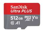 SANDISK Ultra PLUS microSDXC‐UHS‐I‐Karte, Micro-SDXC Speicherkarte, 512 GB, 160 MB/s, Versandkostenfrei