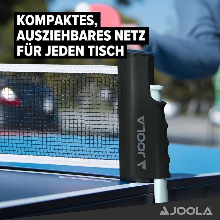 JOOLA Tischtennis-Set inkl. 2 TT-Schläger + 2 TT-Bälle + 1 TT-Netz mit Aufbewahrungstasche (ITTF zugelassen)