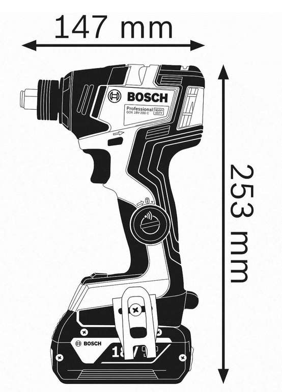 Bosch Professional 18V System Akku Drehschlagschrauber GDX 18V-200 C Drehmoment: 200 Nm, ohne Akkus und Ladegerät, in L-BOXX, PRIME