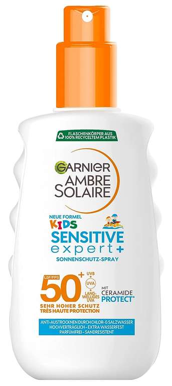 Garnier Sonnenschutzprodukte reduziert, z.B. Garnier Sonnenspray LSF 50 für Kinder, Wasserfest und Sandabweisend 150ml [Prime Spar-Abo]
