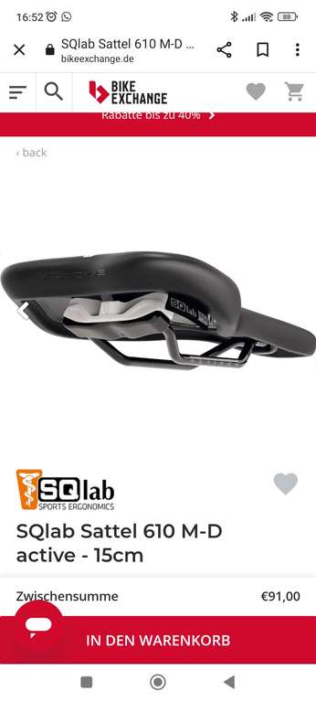 SQlab Sattel 610 M-D active - 15cm Fahrradsattel