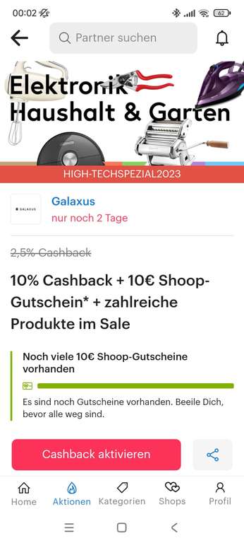 Galaxus über Shoop 10% + 10€ ab 199€ MBW