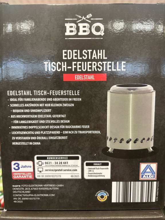 Edelstahl Tischfeuerstelle für 5€ bei Aldi Nord in Teltow