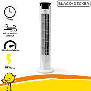 Black & Decker BXEFT 47 E Turmventilator, Timer, Oszillation, 81 cm Höhe