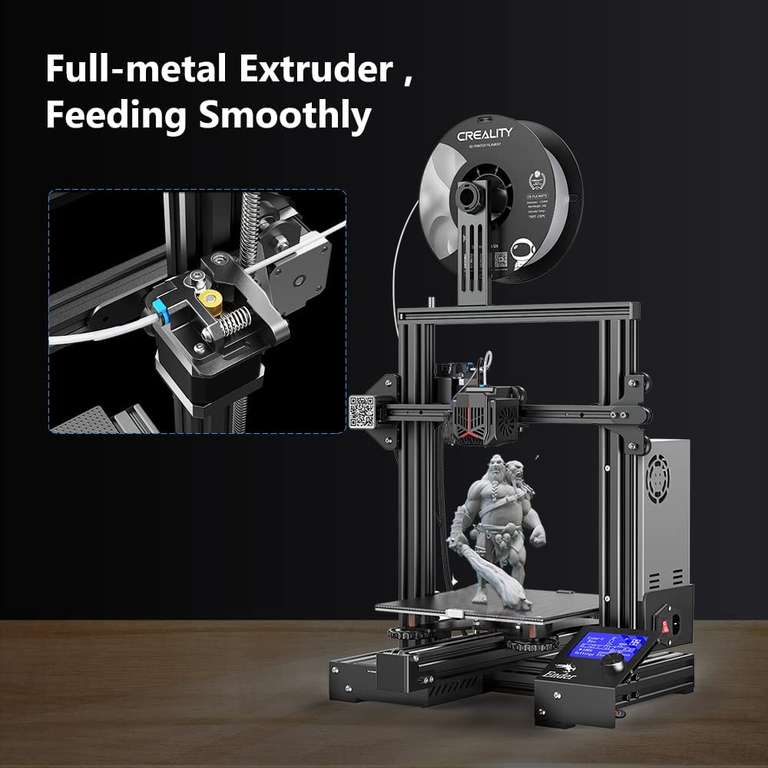 Creality Ender-3 Neo 3D-Drucker (220x250x220mm Druckgröße, 50-260°C, Bowden-Extruder, 100°C Druckbett, ABL, 32bit Mainboard, SD, USB, LCD)