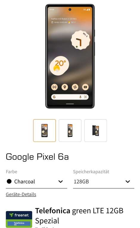 [SATURN Online] Google Pixel 6a für 12,99 Eur p.M einmalig 35 EUR im Telefonica 12GB + google chromcastgreen Tarif