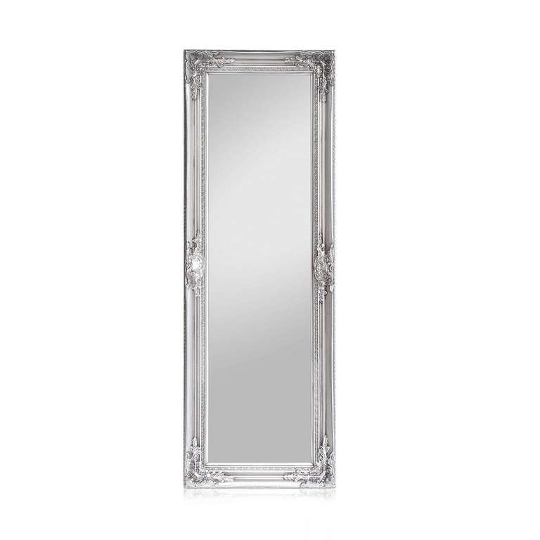 Casa Chic Ashford Standspiegel Massivholzrahmen 130x45 cm Antik Silber