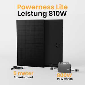 (Lokal) Powerness Lite Balkonkraftwerk Set, 810Wp Solaranlage, Full Black Solarpaneel, TSUN TSOL-MS800 800W Wechselrichter