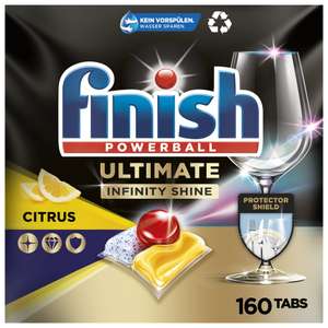 Finish Ultimate Infinity Shine Citrus Spülmaschinentabs, 160 Stück, für ultimative Reinigung, Fettlösekraft und Glanz (Prime)