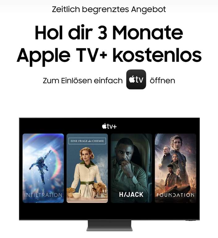 Apple TV Plus 3 Monate gratis auf Samsung Smart TVs (ohne aktives Abo)