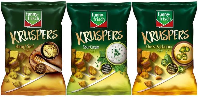 [Prime Sparabo] funny-frisch Kruspers Sour Cream, Honig & Senf oder Cheese & Jalapeno Style (10 x 120 g)