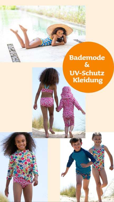 50% Sommer Sale bei Hug & Grow Öko Kinderausstattung Schuhe Kurze Hosen Sonnenschutz T-Shirts Kleider Bademode