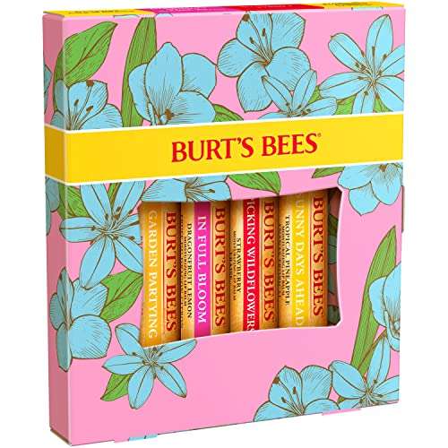(Prime) Burt's Bees Lippenbalsam-Geschenkset, Bienenwachs, Erdbeere, Tropische Ananas, Drachenfrucht-Zitrone, 4 x 4,25 g