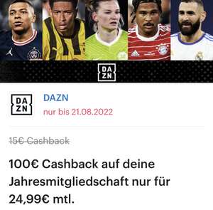 DAZN 100€ Cashback (Shoop) Neukunden