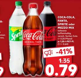 [Kaufland] Coca-Cola/Cola-Cola Zero/Fanta/Sprite/Mezzo Mix 1,25 Liter