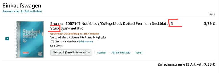 10x Stück Brunnen Collegeblock Dotted | Stück nur 0,76€ | Premium Deckblatt Notizblock*