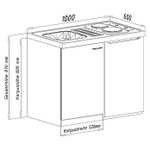 [Bauhaus TPG] Respekta Miniküche Pantry 100 , 2 Kochplatten, Spülbecken, Einbaukühlschrank mit 2* Gefrierfach