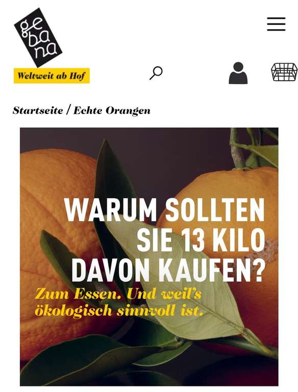 (LOKAL Schweiz) Gebana - 13kg Bio Orangen für 9 CHF