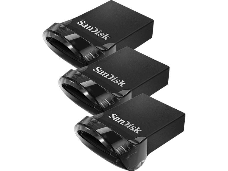 SANDISK 3er Pack Ultra Fit - USB-Flash-Laufwerk, USB-Stick, 32 GB, 130 MB/s, Schwarz