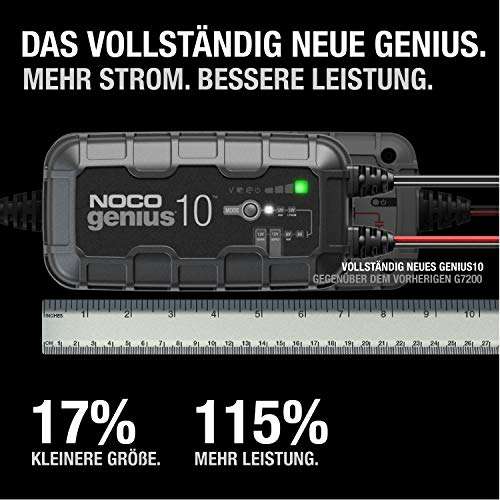 NOCO Genius 10 EU, 10A Ladegerät Autobatterie, KFZ Batterieladegerät für Auto und Motorrad, AGM, Gel, EFB und LiFePO4