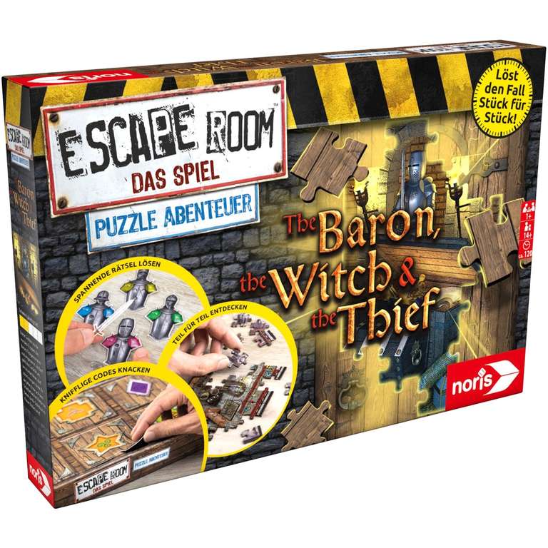 Escape Room Puzzle Abenteuer / 3 Fälle: The Baron, The Witch & The Thief / Gesellschaftsspiel / Bestpreis / Noris / bgg 7.4 [prime]