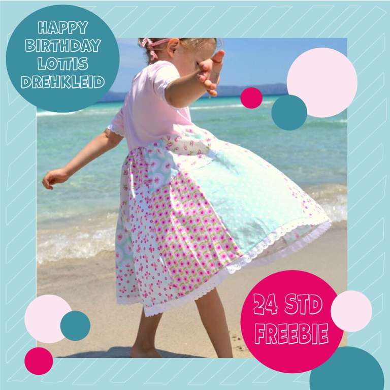 [GRATIS Schnittmuster] Makerist kostenloses E-Book für ein Kinderkleid Tunika Drehkleid Gr. 80-164