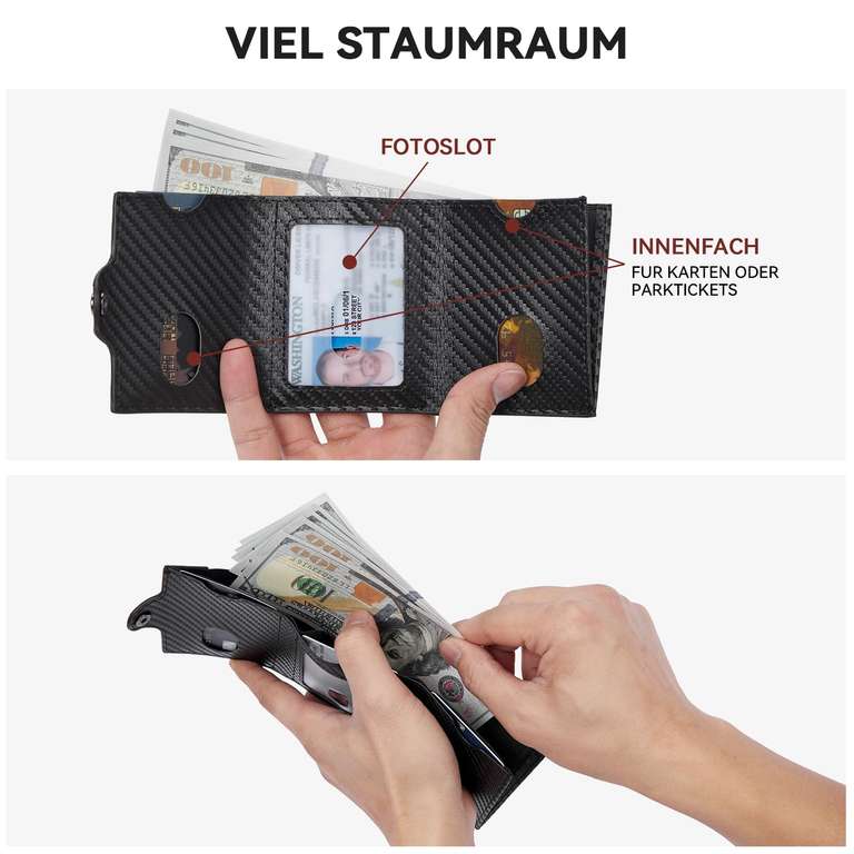 [Amazon Prime/Locker] BOSTANTEN Slim Wallet mit Münzfach & RFID-Schutz und Kartenetui - Mini Portmonee Karten Geldbeutel (Händler: Figestin)