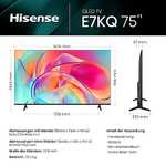 Hisense 75E7KQ QLED Smart TV 189 cm (75 Zoll), 4K, HDR10, HDR10+ decoding, HLG, Dolby Vision, DTS Virtual, 60Hz Panel
