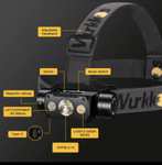 Wurkkos HD50 | performante LED-Kopflampe | magnetische Endkappe | XHP50.3 LED + LH351 LED + Rotlicht | Dual Switch | USB-C | inkl. Akku