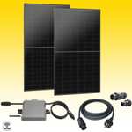Balkonkraftwerk Set - 2x Solarmodul Full Black Glas - Glas Module, Deye Mikro-Wechselrichter 600W - Plug & Play