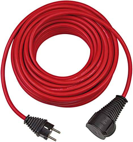 Brennenstuhl Baustellen-Verlängerungskabel (Outdoor 25m Kabel in rot, ölbeständig, für den ständigen Einsatz im Außenbereich IP44) [Prime]