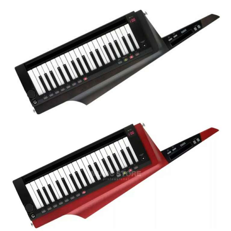 Korg Keytar RK-100S 2, kompakter Umhänge-Synthesizer mit 37 anschlagdyn. Tasten, Farbe Schwarz und Rot für 689€