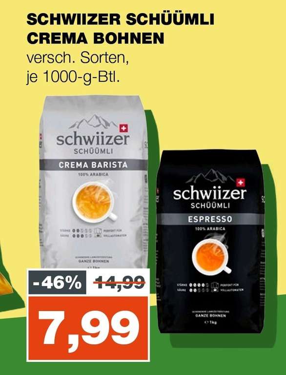 [OFFLINE mein real] Schwiitzer Schüümli - ganze Bohnen * versch. Sorten * 7,99€/Kg